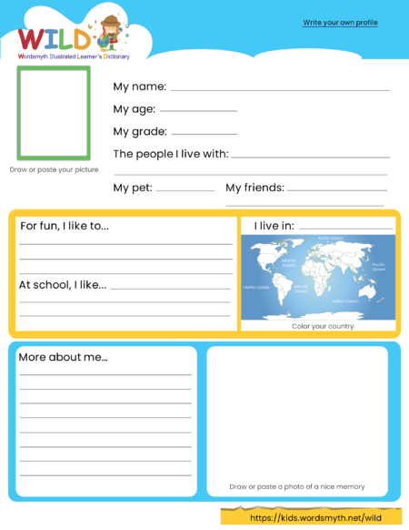 My WILD Profile – Character & Personal Identity Worksheet